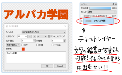 図：テキストレイヤーなら再編集が可能