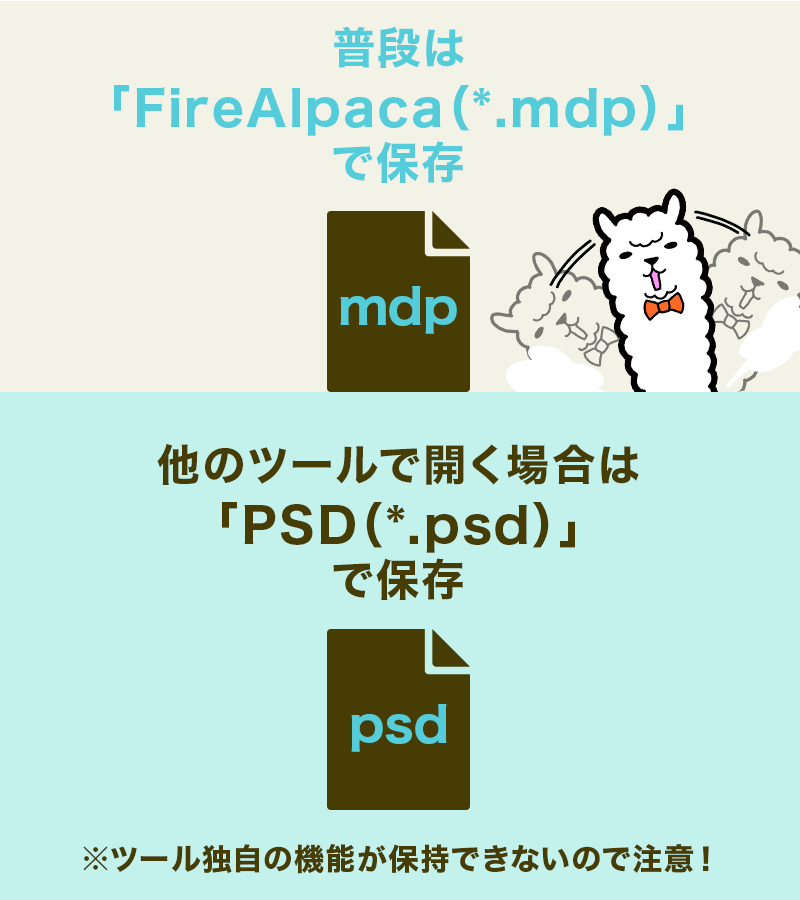 図：普段は「.mdp」、ツールをまたぐ時は「.psd」