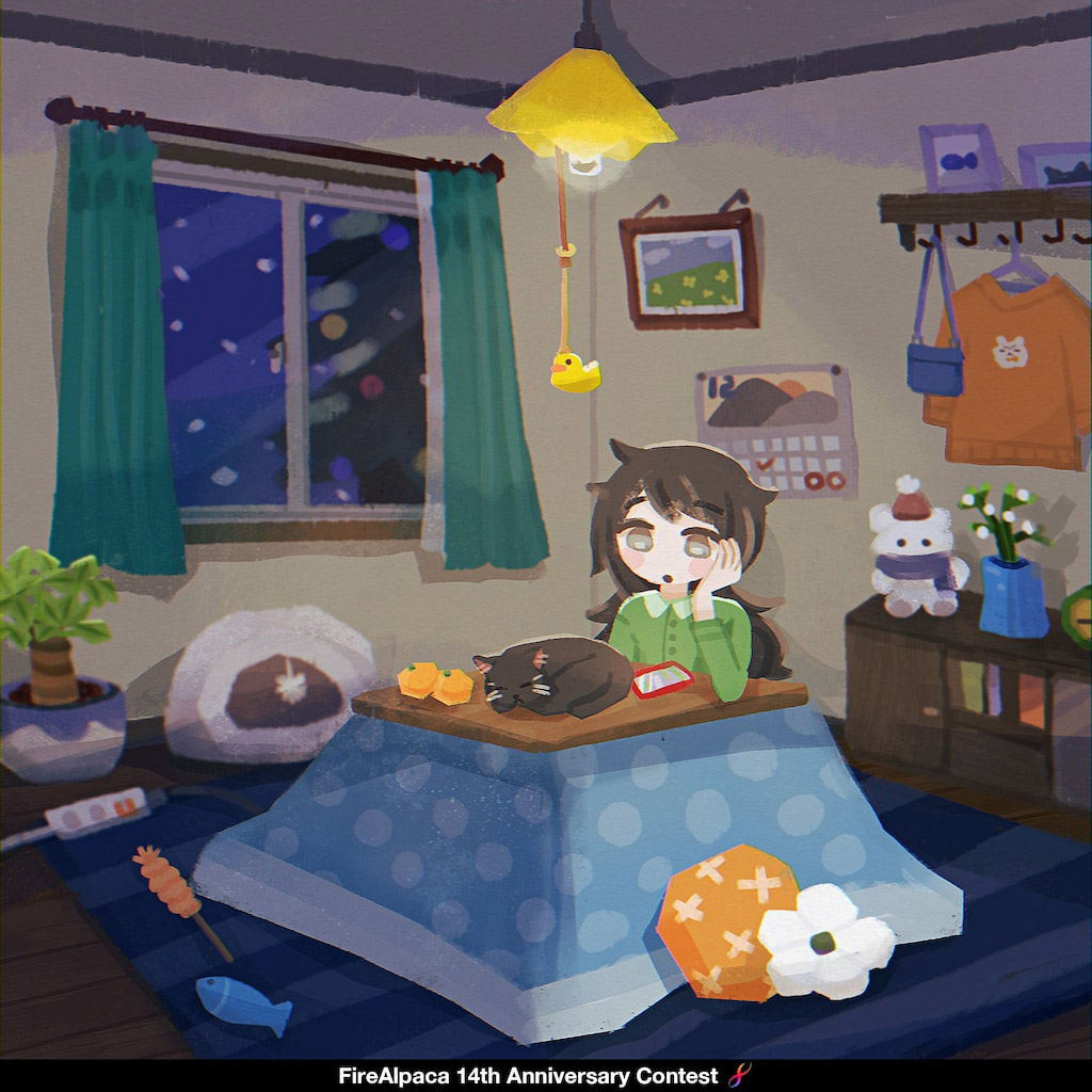 『猫と一緒に過ごす冬』By modesu