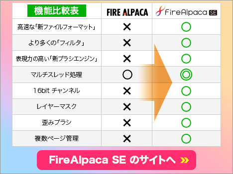 FireAlpaca SE 性能比較表