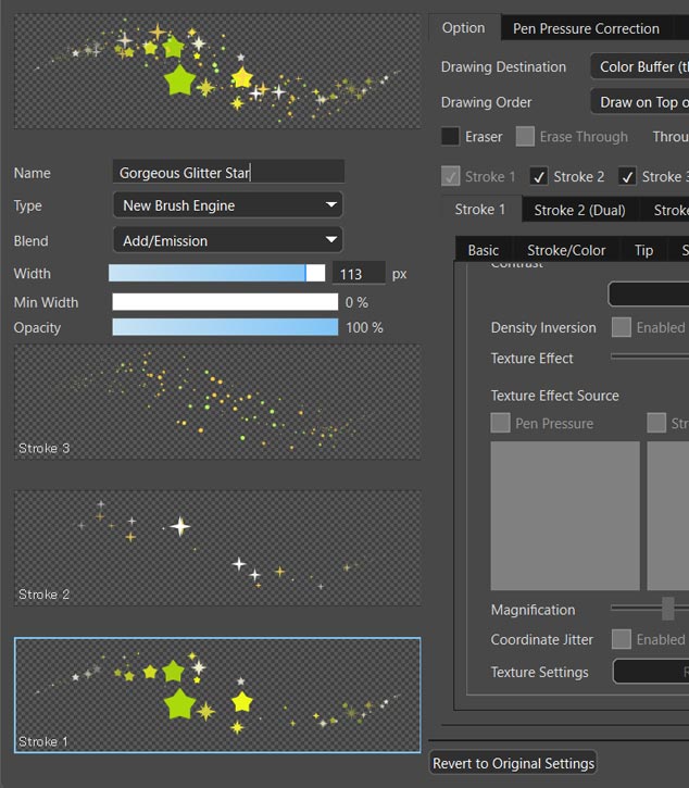 Simultaneous synthesizing of 3 strokes
