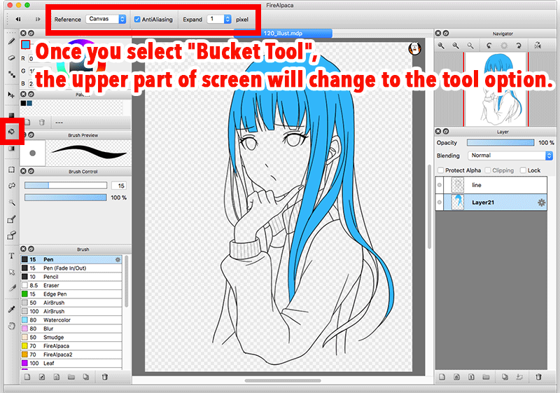 firealpaca blur tool not working with pen